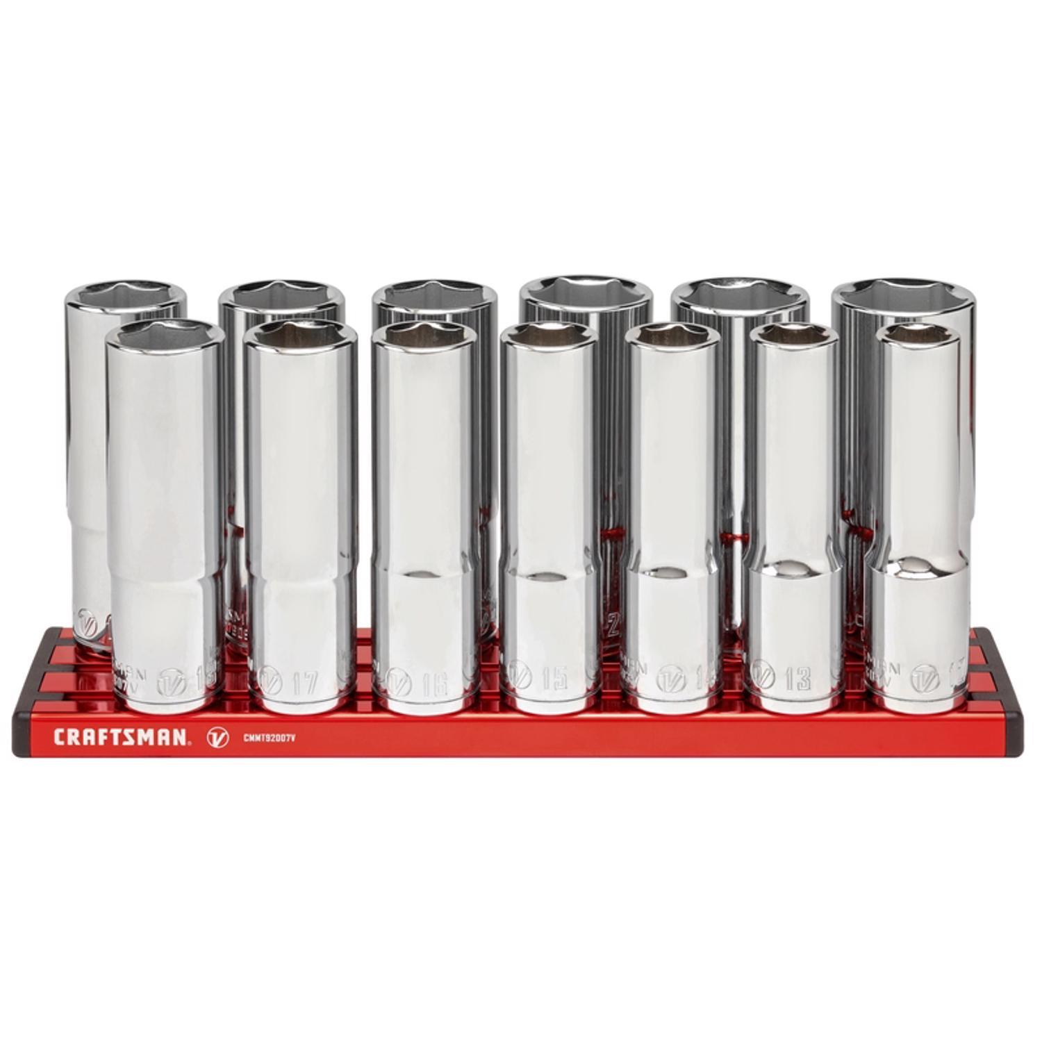 Craftsman V-Series 1/2 in. Drive SAE 6 Point Deep Socket Set, 13 pc ...