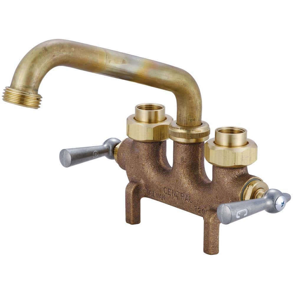 Central Brass Two Handle Laundry Faucet - Rough Brass Finish Utility Sink Faucet For Laundry Room