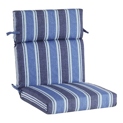 allen + roth Blue Coach Stripe High Back Patio Chair Cushion - Super Arbor