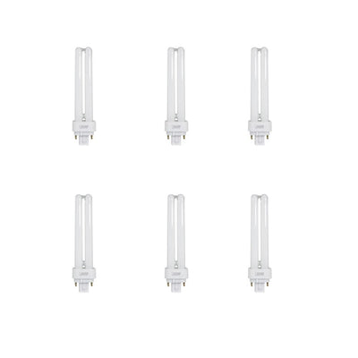18W Equiv PL CFLNI Quad Tube 4-Pin Plug-in G24Q-2 Base Compact Fluorescent CFL Light Bulb, Soft White 2700K (6-Pack) - Super Arbor