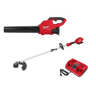 Milwaukee M18 FUEL 18-Volt Lithium-Ion Brushless Cordless Blower, QUIK-LOK String Trimmer and Rapid Charger Combo Kit (3-Tool) - Super Arbor