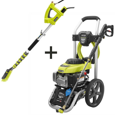 RYOBI 3000 PSI 2.3 GPM Honda Gas Pressure Washer and Extension Pole with Brush