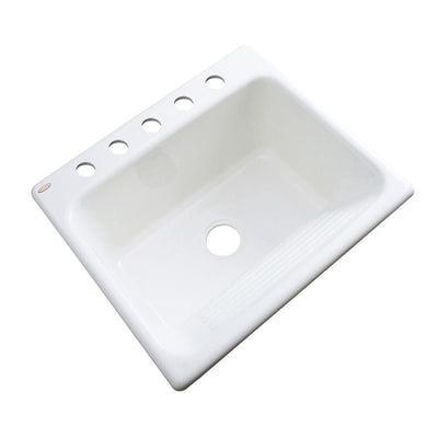 Kensington Drop-In Acrylic 25 in. 5-Hole Single Bowl Utility Sink in White - Super Arbor
