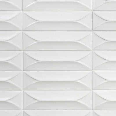 Bond Tile Roma 3D White 3 in. x 9 in. Polished Ceramic Subway Tile (40 Pieces 6.02 Sq. Ft. / Box)