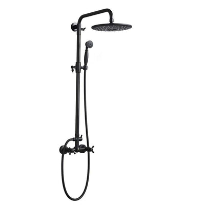 Exposed Pipe Complete Shower System 1-Spray Patterns with 2.5 GPM 8 in. Wall Mount Dual Shower Heads in Matte Black - Super Arbor