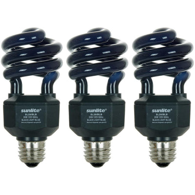 20-Watt CFL Spiral Black Light Bulb (BLB) UV Black Light Party Bulb (3-Pack) - Super Arbor