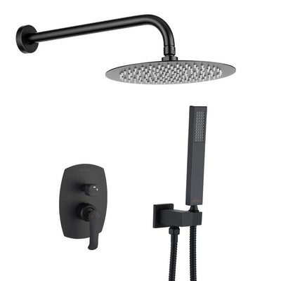 Complete Shower System 1-Spray Patterns with 2.5 GPM 10 in. Wall Mount Dual Shower Heads in Matte Black - Super Arbor