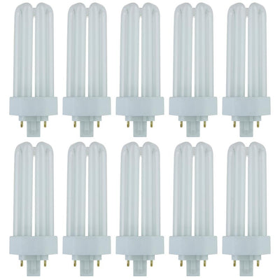 130-Watt Equivalent Twin Tube Base Fluorescent PLT 4-Pin GX24Q-3 CFL Light Bulb in Soft White, 3000K (10-Pack) - Super Arbor
