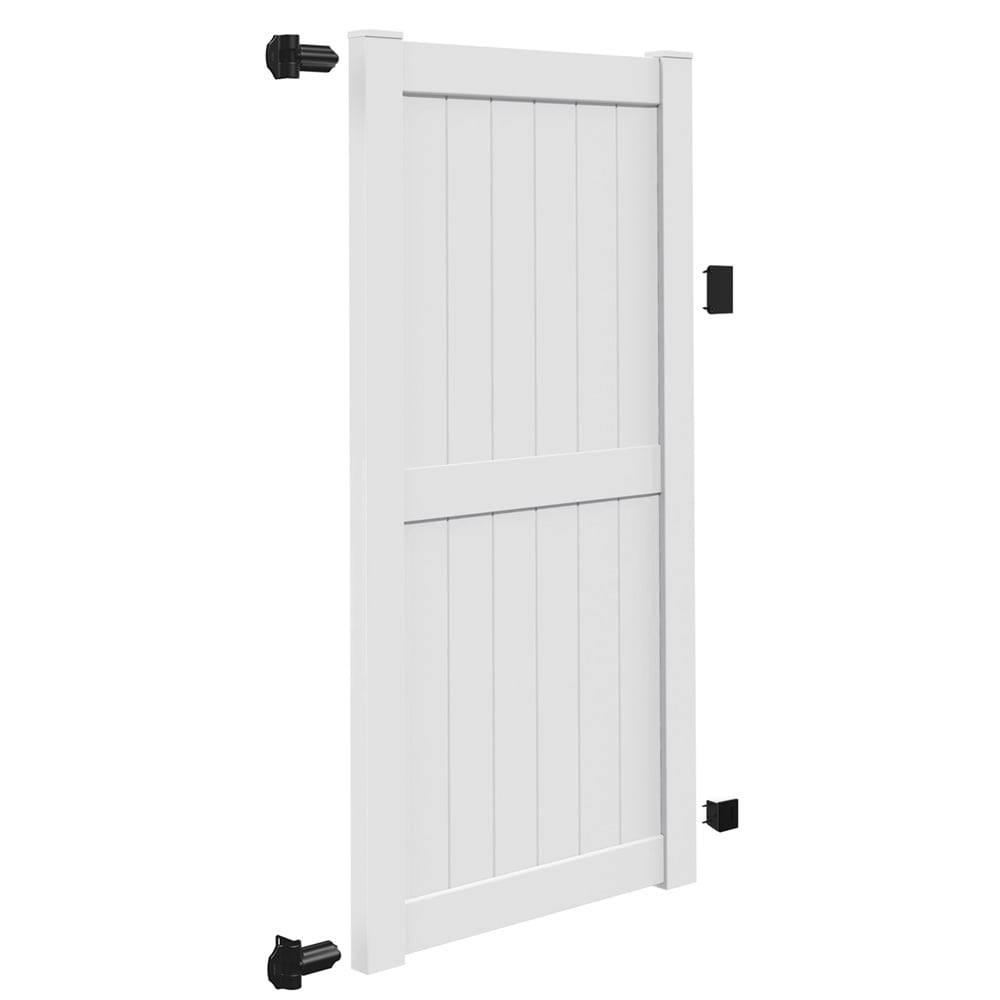 Freedom Gate Freedom Hampton 8-ft H x 4-ft W White Vinyl Fence Gate Kit (Unassemble ...