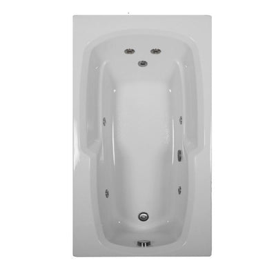 72 in. Rectangular Drop-in Whirlpool Bathtub in White - Super Arbor