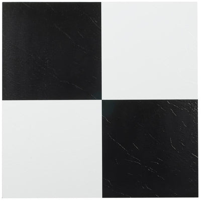 ACHIM Tivoli Black and White 12 in. x 12 in. Peel and Stick Checkered Pattern Vinyl Tile (45 sq. ft./case)