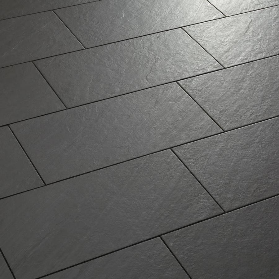 American Olean Carbon Mist Slate 12-in x 24-in Glazed Porcelain Stone ...