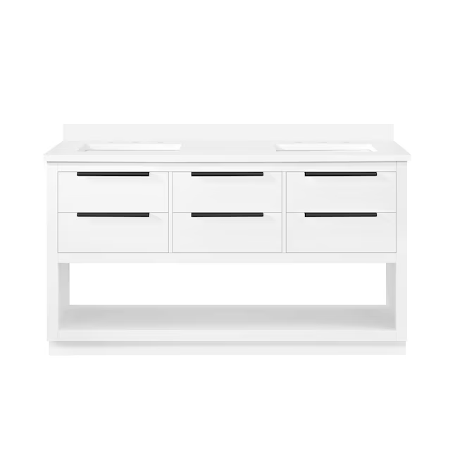 Origin 21 Beecham 60-in White Undermount Double Sink Bathroom Vanity w ...