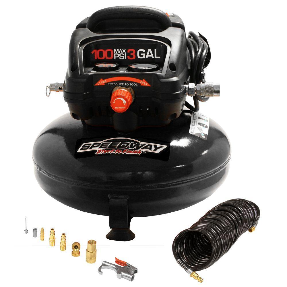 3 Gal. Oil-Free Compressor with Onboard Accessory Storage, 120 Volt 25 ...