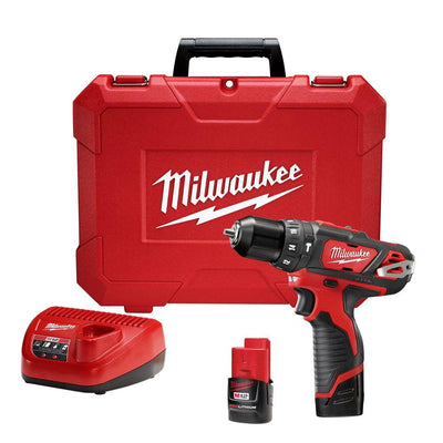 M12 12-Volt Lithium-Ion Cordless 3/8 in. Hammer Drill/Driver Kit with Two 1.5 Ah Batteries and Hard Case