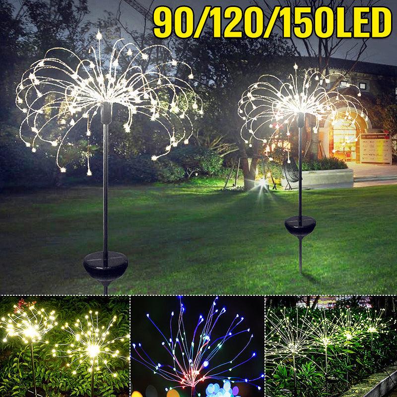 8 Modes White/Multi-Color Solar Firework String Light 90/150 LED Lamp ...