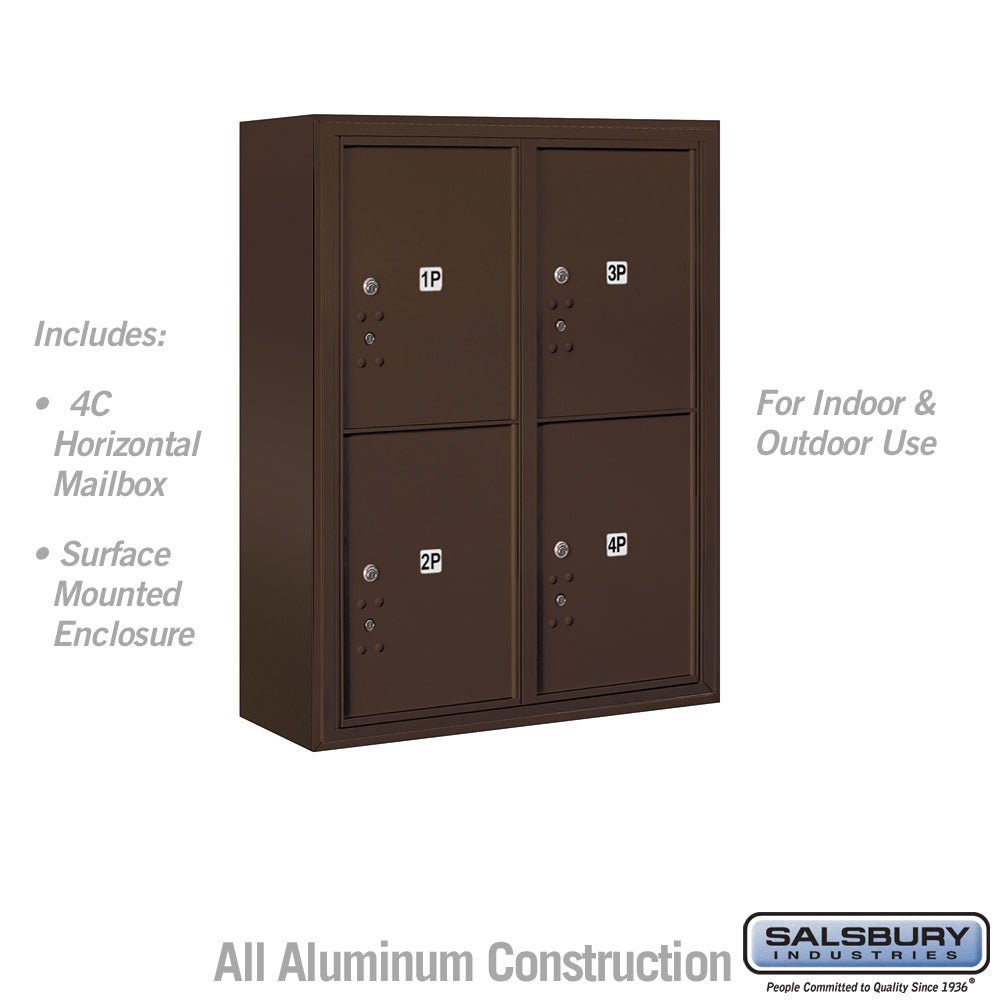 10 Door High Surface Mounted Parcel Locker with 4 Parcel Lockers in Br ...