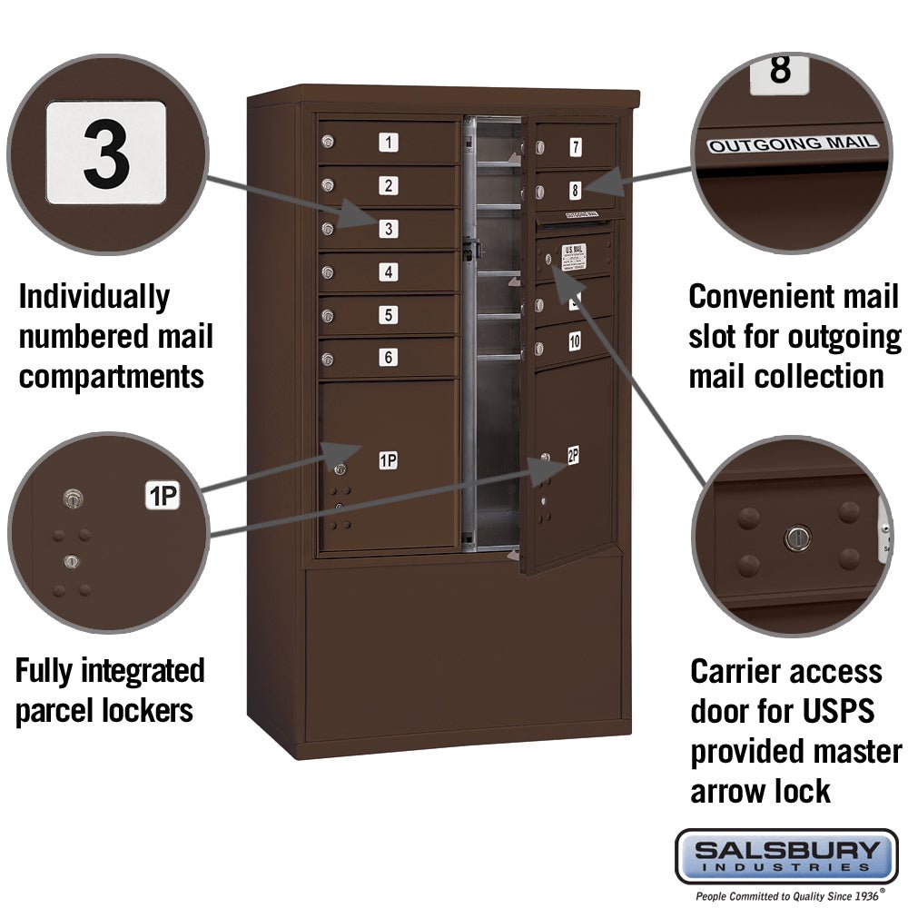 Mailboxes Lockers 10 Door High Free-Standing 4C Horizontal Mailbox with Parcel Lockers i ...