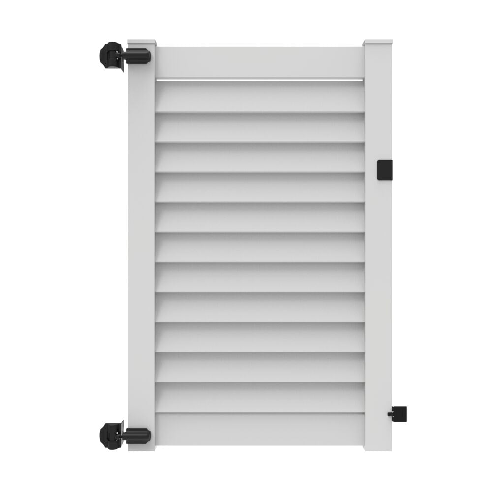 Freedom Louvered 6-ft H x 4-ft W White Vinyl Fence Gate Kit (Unassembl ...