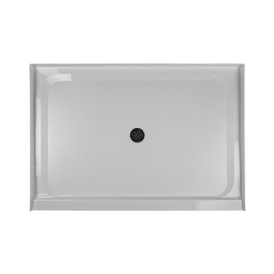 60 in. x 48 in. Center Drain 3.19 in. Shower Base in White - Super Arbor