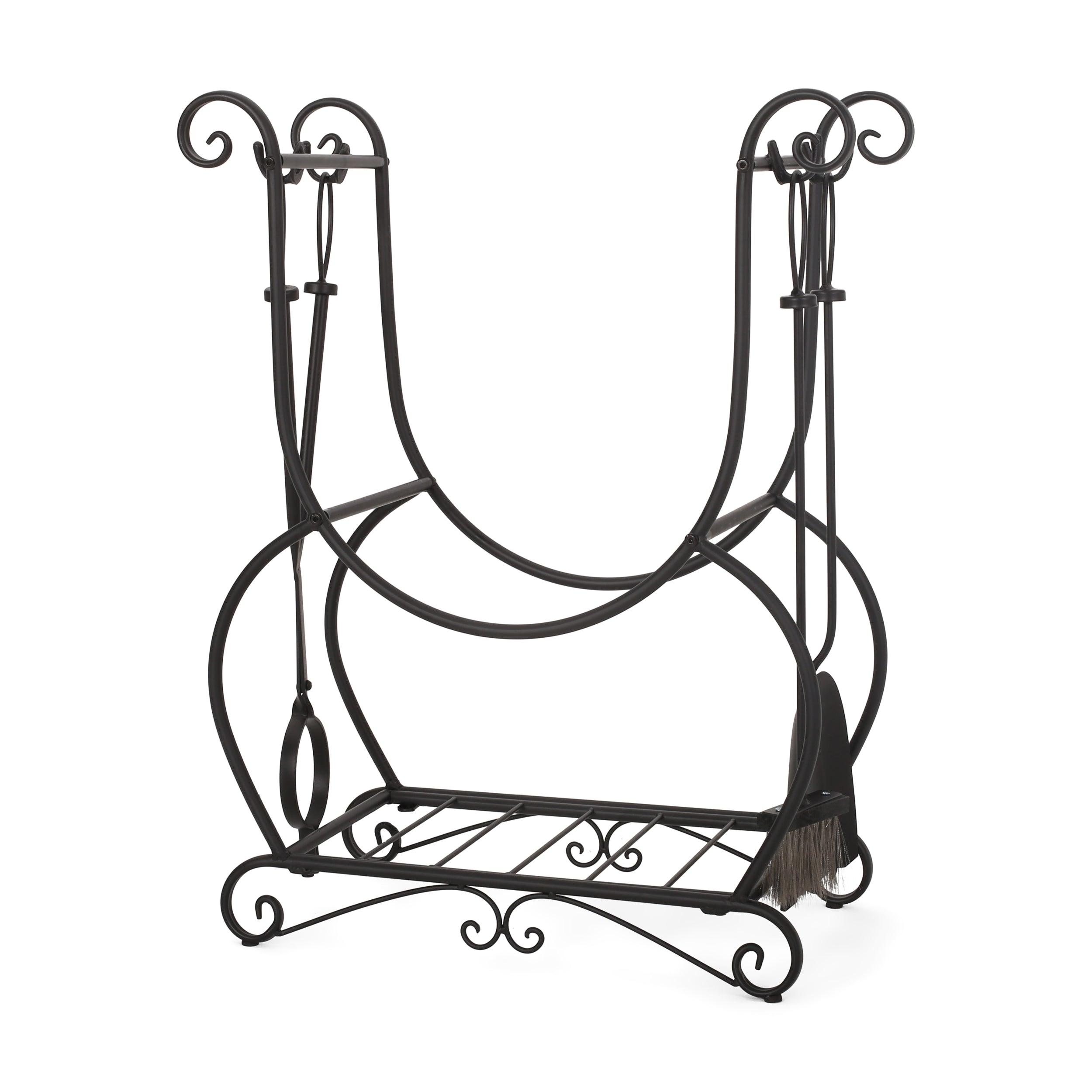 Noble House Rhett Log Rack and Tool Set, Matte Black – PROARB