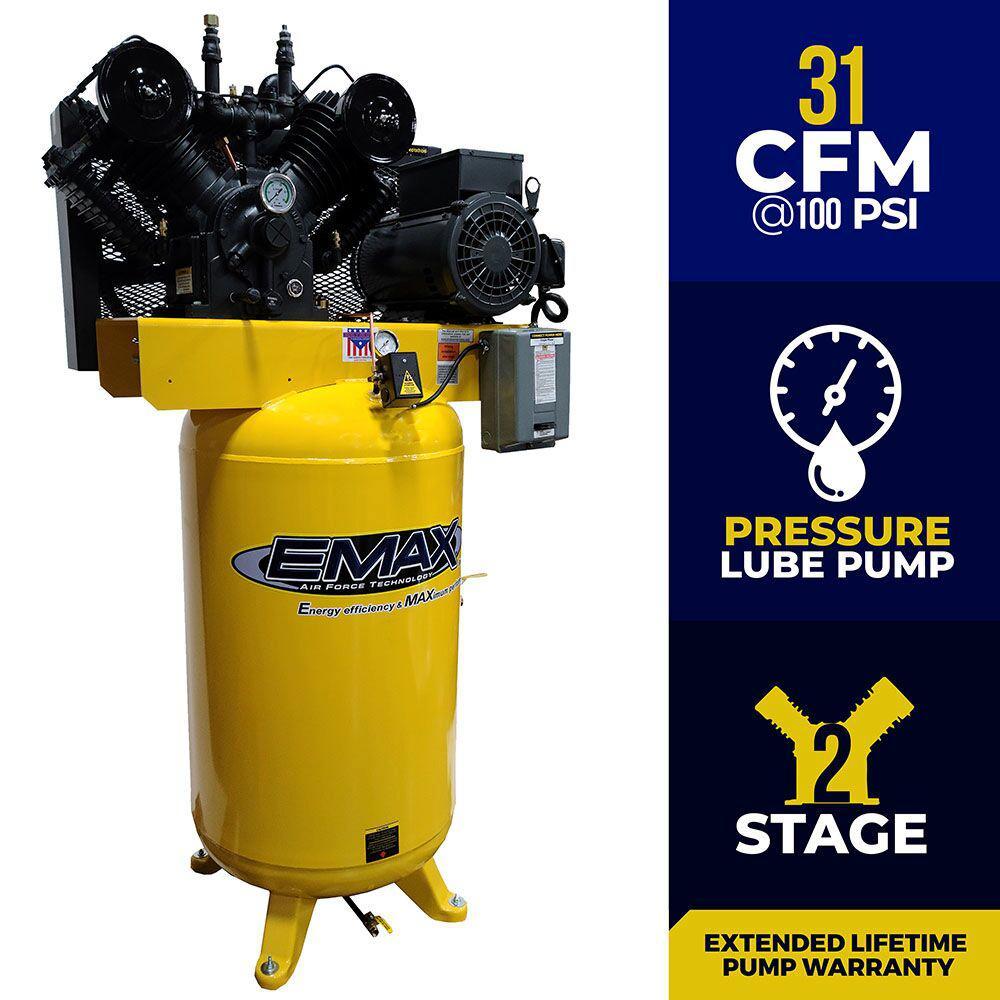 Industrial Series 80 Gal. 7.5 HP 1-Phase Electric Air Compressor with ...