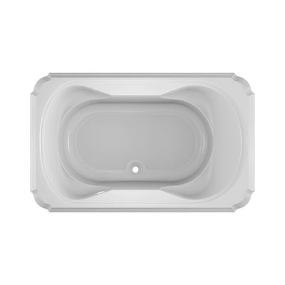 MARINEO 66 in. x 42 in. Acrylic Rectangular Drop-in Center Drain Soaking Bathtub in White - Super Arbor
