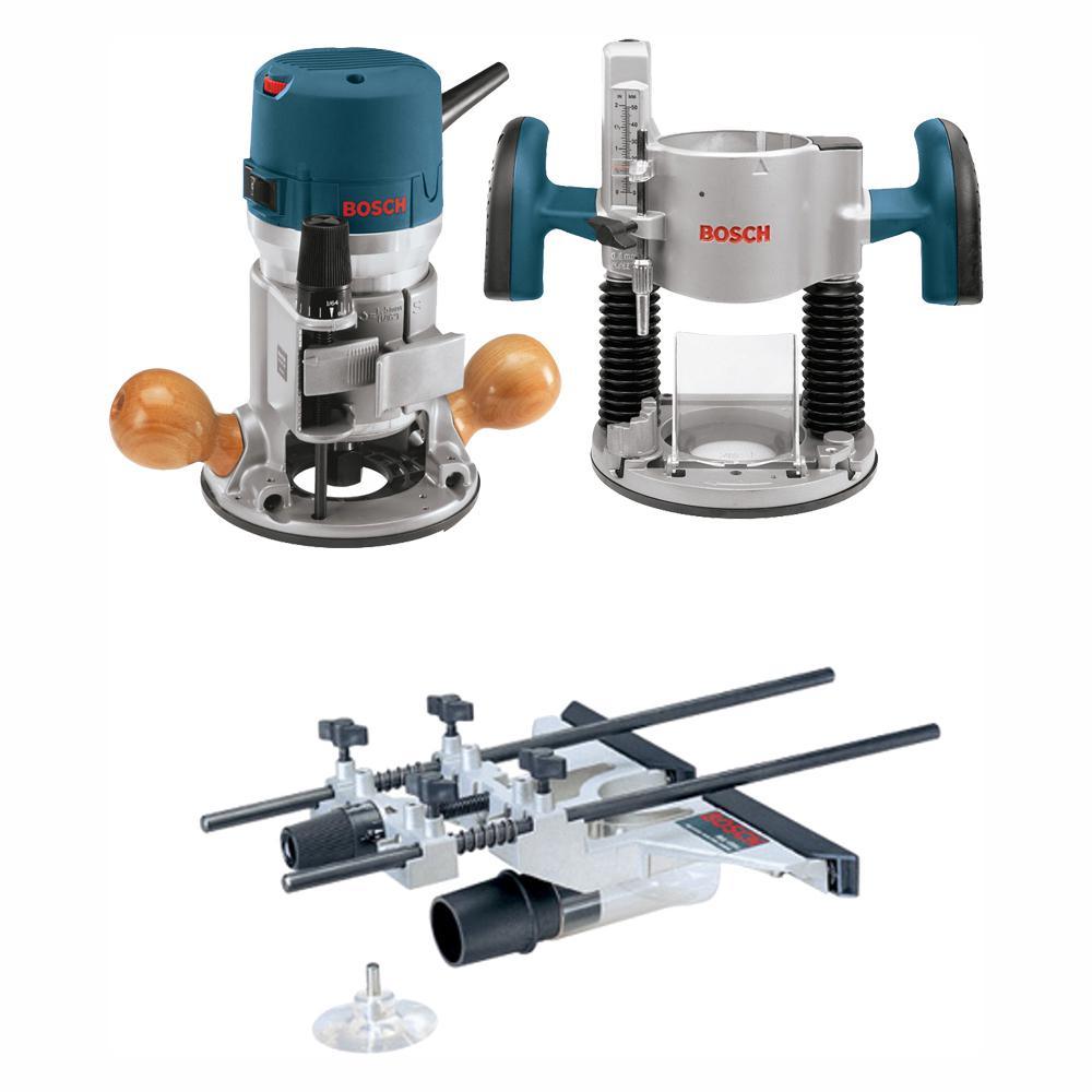 Arbor Cone Router 12 Amp 2-1/4 HP Plunge and Fixed Base Corded Router Kit with Bonus Gui ...