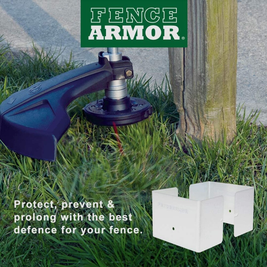 Fence Armor Full Protection Post Guard 5.5-in Powder Coated White Galv ...