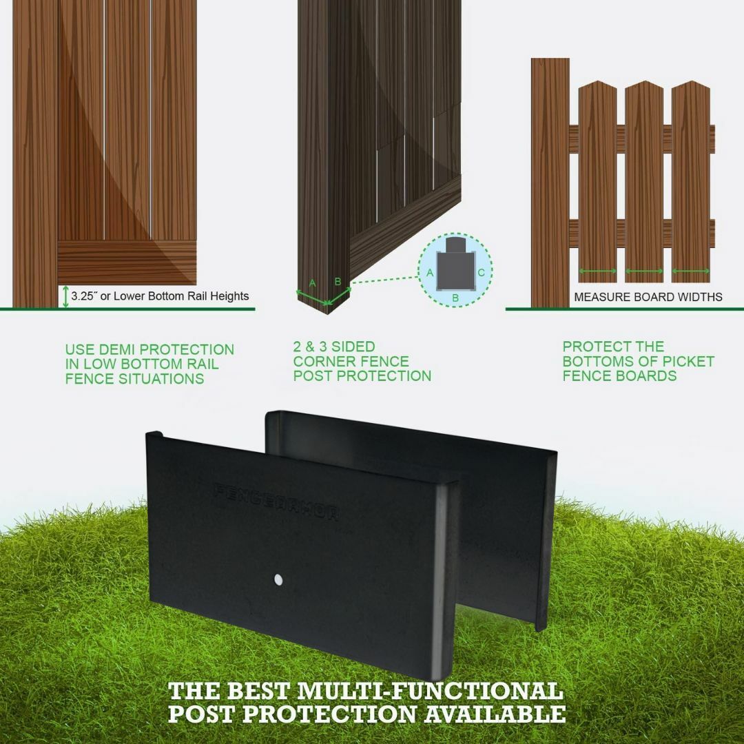 Fence Armor Demi Protection Post Guard 5.5-in Powder Coated Black Galv ...
