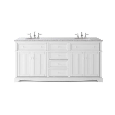 Fremont 72 in. W x 22 in. D Double Vanity in White with Granite Vanity Top in Grey with White Sink - Super Arbor