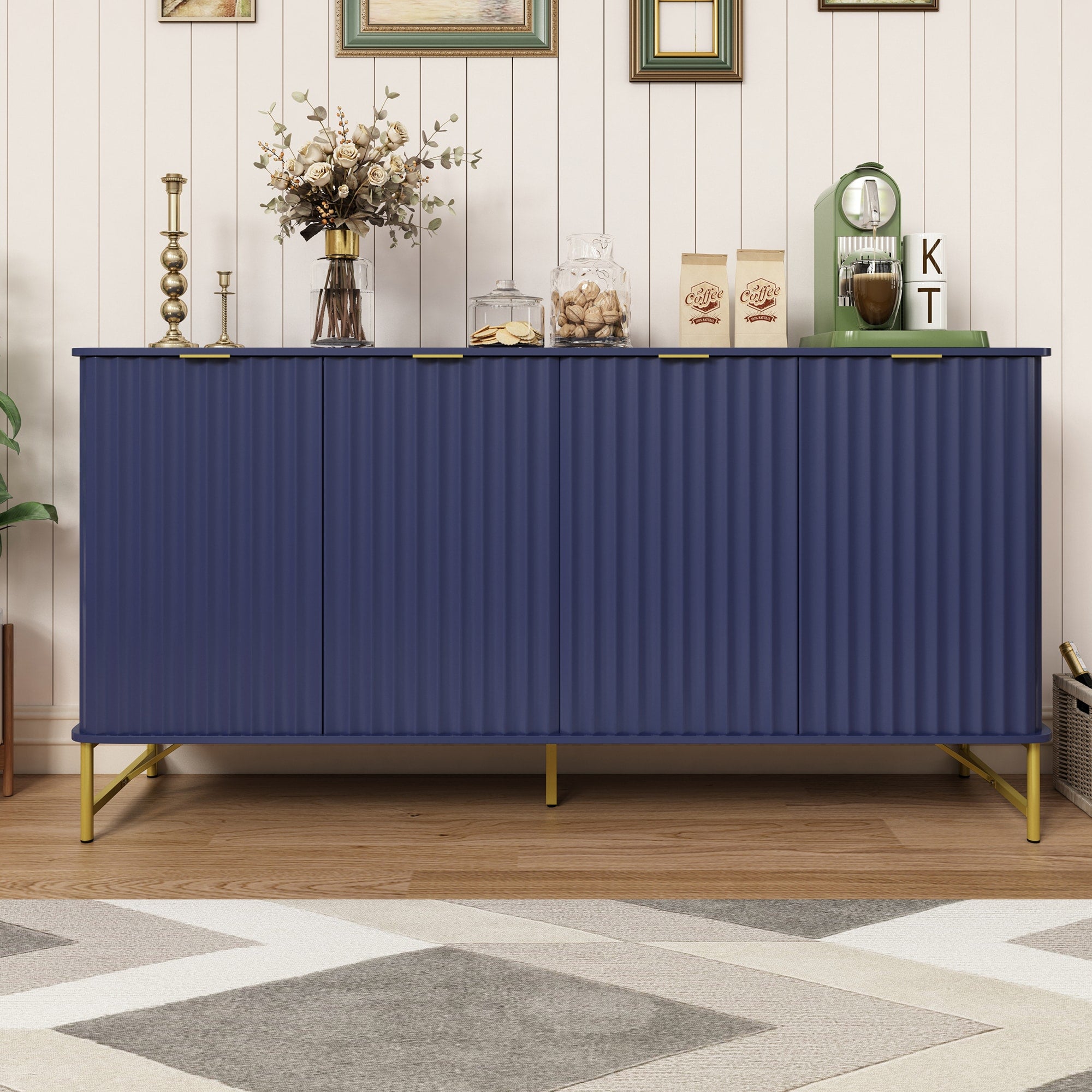 Clihome 15.75-in W x 31.5-in H Mdf Navy Freestanding Utility Storage C ...