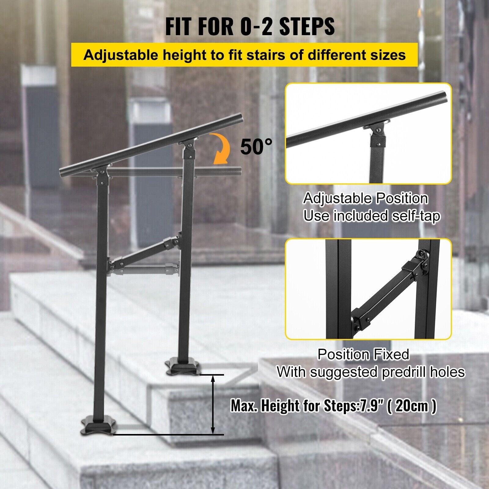 Handrail Double R VEVOR Double column handrail 2.17-ft x 33-in Wrought Iron Metal Deck S ...