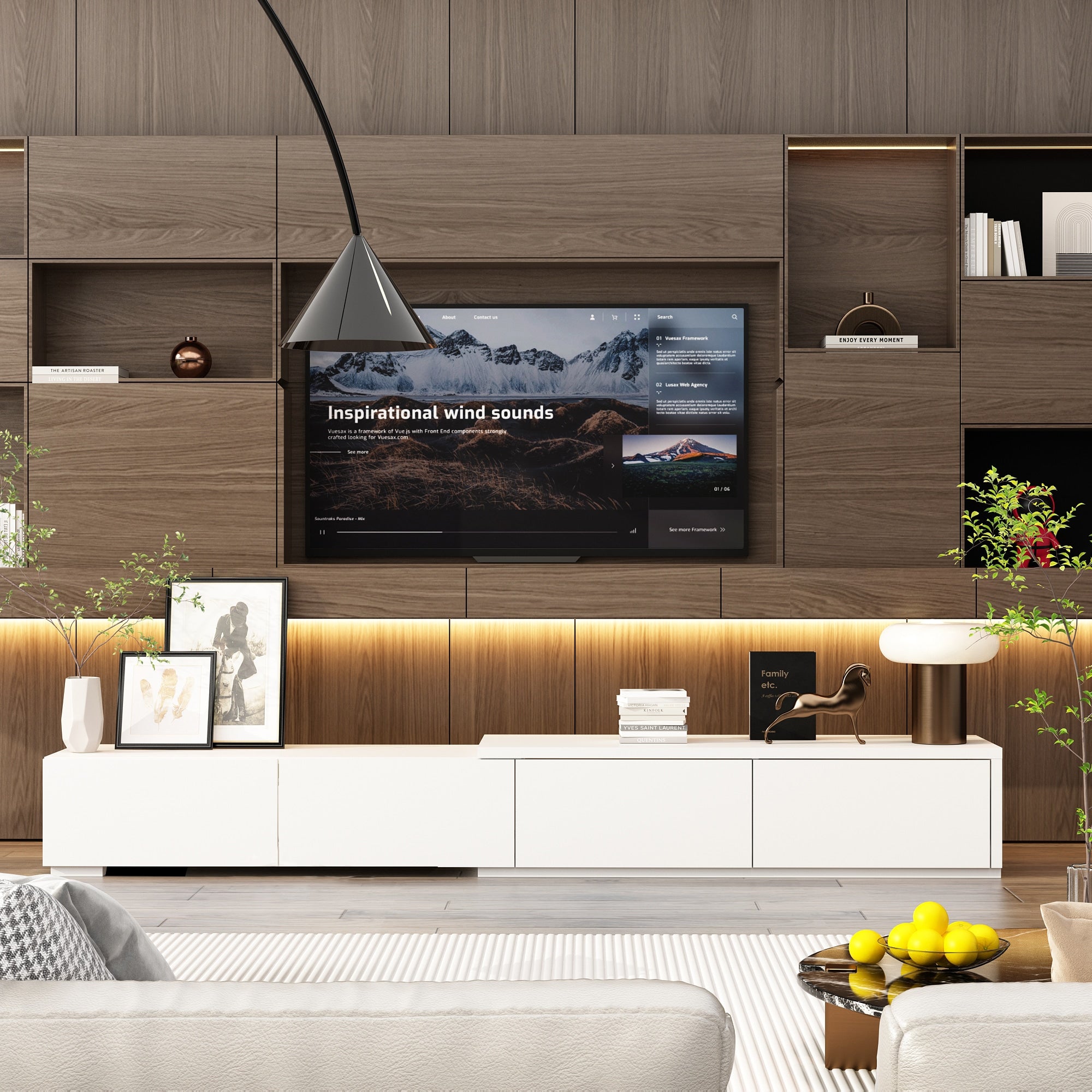 FUFU&GAGA Modern/Contemporary White Tv Cabinet Integrated Tv Mount (Ac ...