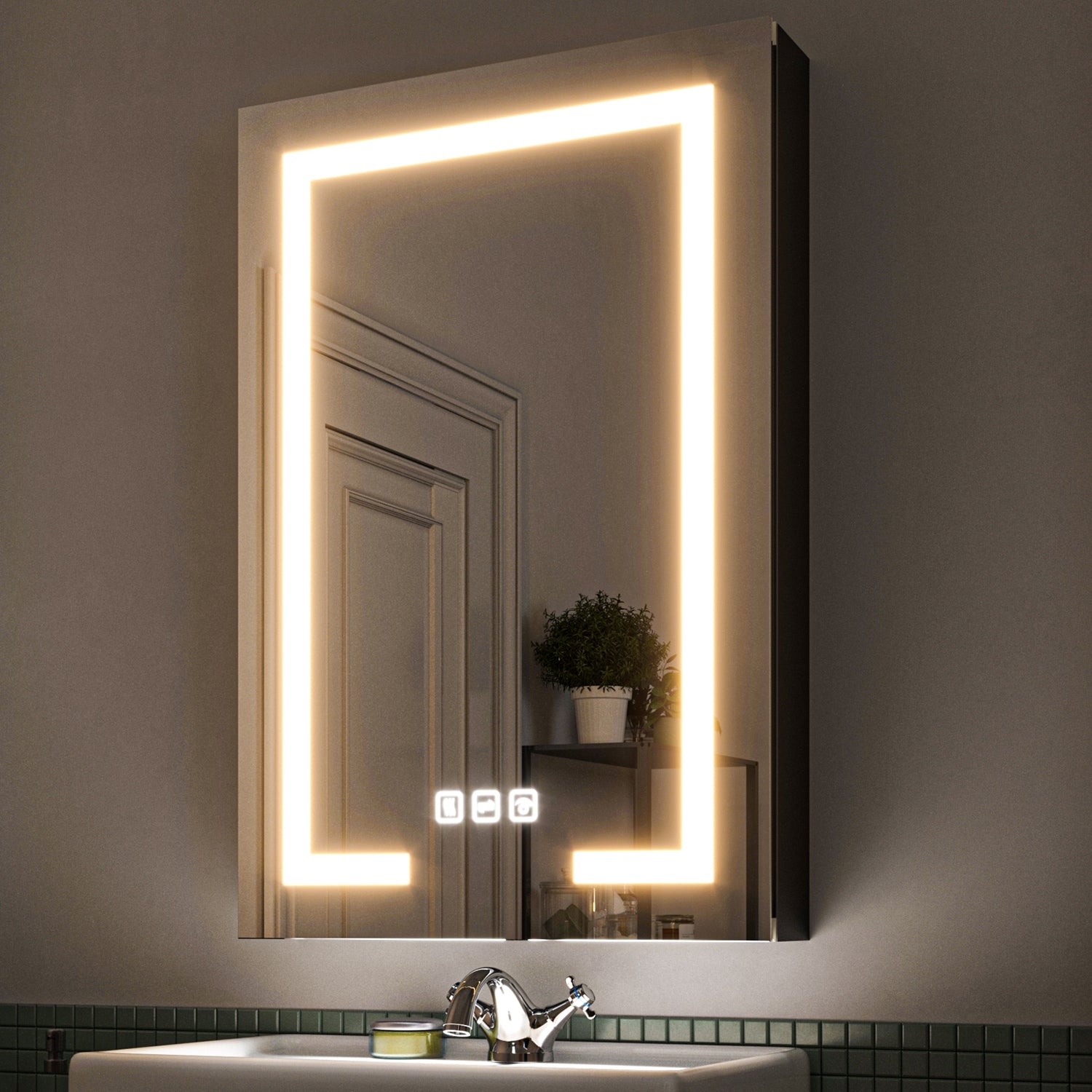 waterpar 24-in x 36-in Lighted LED Fog Free Surface/Recessed Mount Bla ...