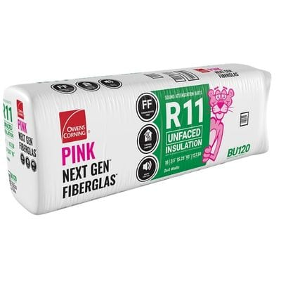 Owens Corning R-11 Unfaced Fiberglass Insulation Batts 3.5 in. x 15.25 in. x 93 in. (5 Bags)