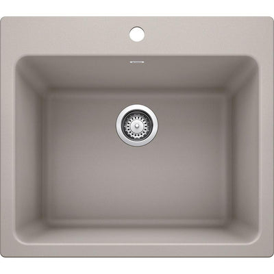 LIVEN SILGRANIT Granite Composite 25 in. x 22 in. Dual Mount Laundry Sink in Concrete Gray - Super Arbor