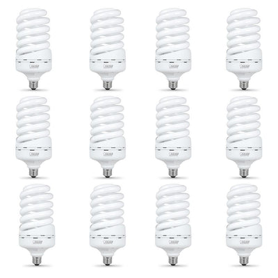 65-Watt Equivalent T5 Spiral Non-Dimmable E26 Base Compact Fluorescent CFL Light Bulb, Soft White 2700K (12-Pack) - Super Arbor