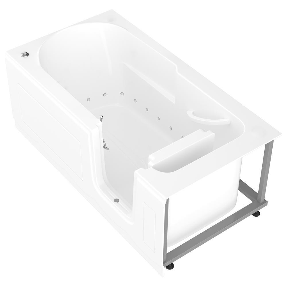 Nova Heated Step-In 5 ft. Walk-In Air Jetted Tub in White with Chrome ...