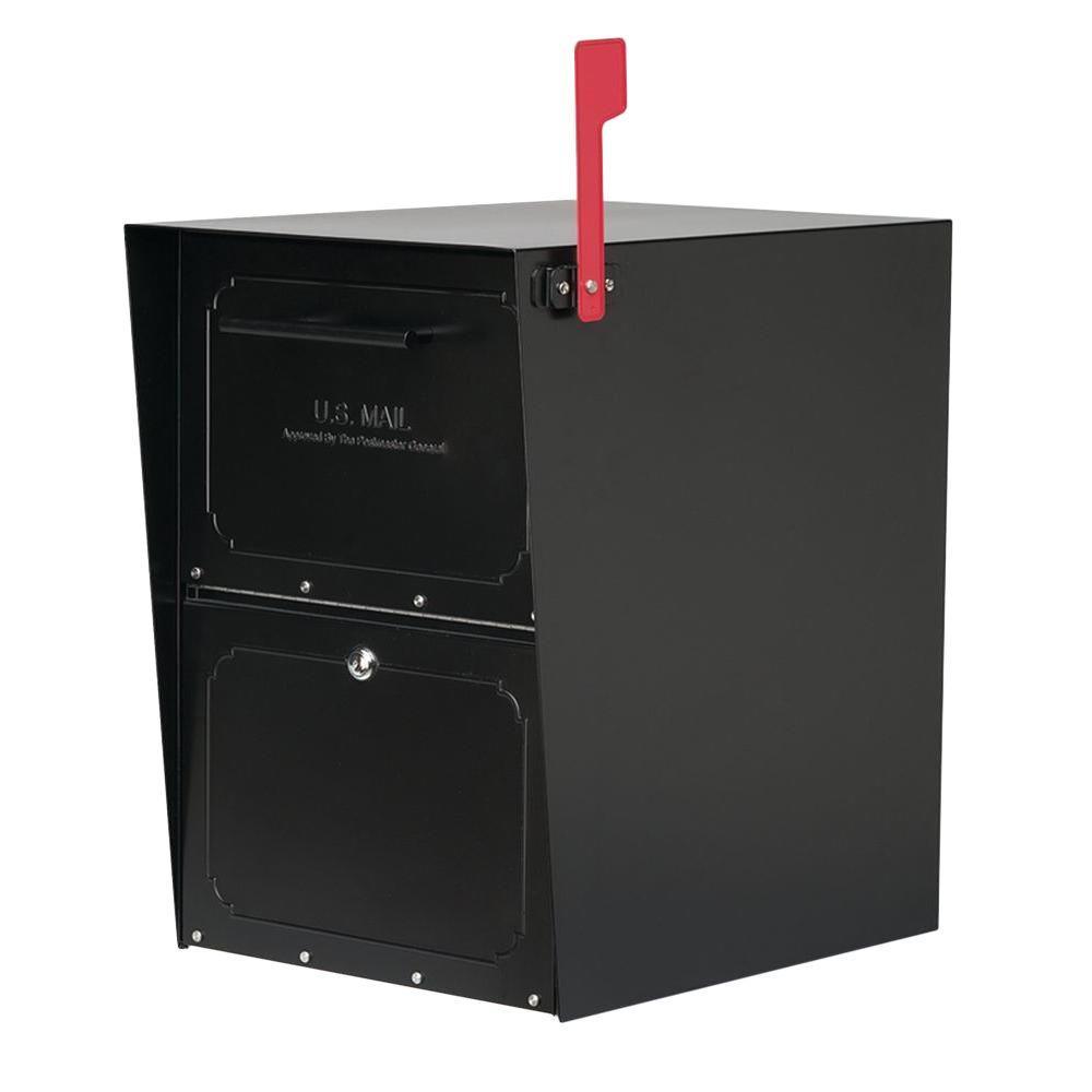 Oasis Post-Mount or Column-Mount Locking Mailbox in Black with Outgoin ...