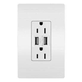 Legrand Radiant White 15-amp Decorator Tamper Resistant with Wall Plate Residential (2-Pack) Usb Outlet - Hardwarestore Delivery