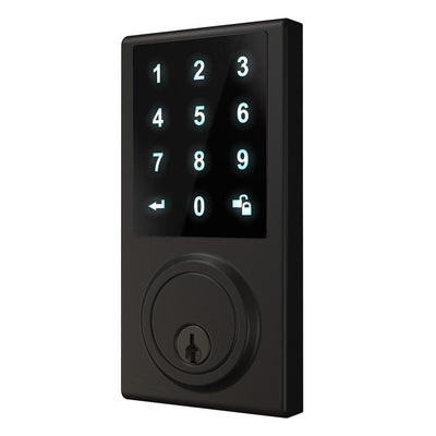 Black Touchscreen ZWave Single Cylinder Smartlock Deadbolt with Camera Gateway - Super Arbor