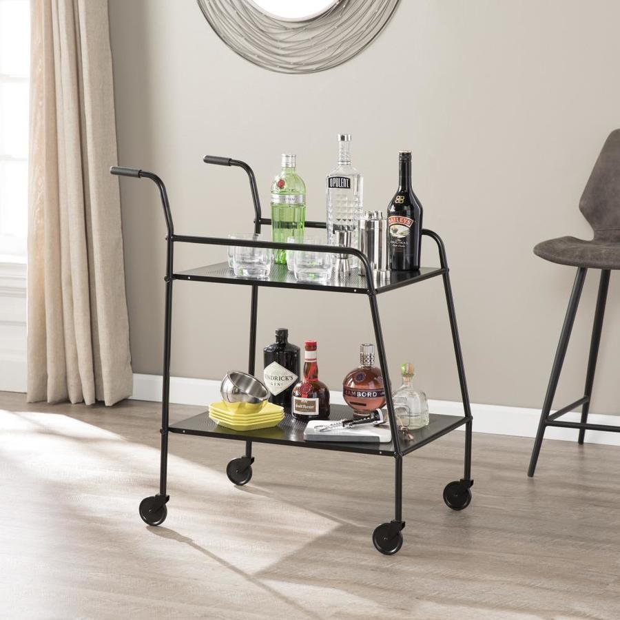 Boston Loft Furnishings Howe 29-in x 33.5-in Black Rectangle Cart Bar ...