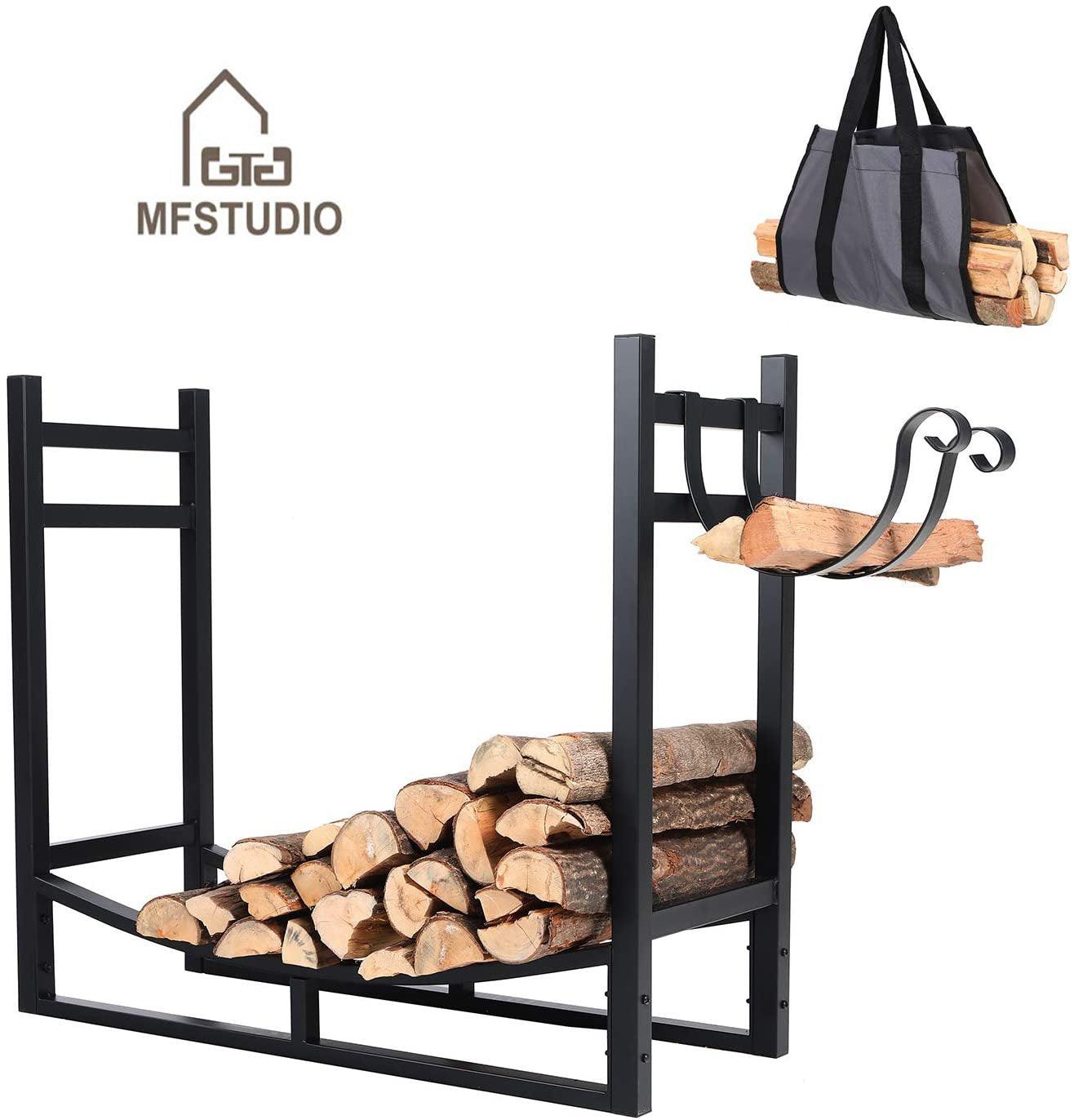MF Studio 30 Inches Heavy Duty Steel Firewood Rack w/ Firewood Log Rac ...