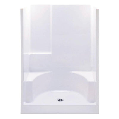 Varia 48 in. x 34 in. x 72 in. 2-Piece Shower Stall with 2 Seats and Center Drain in White - Super Arbor