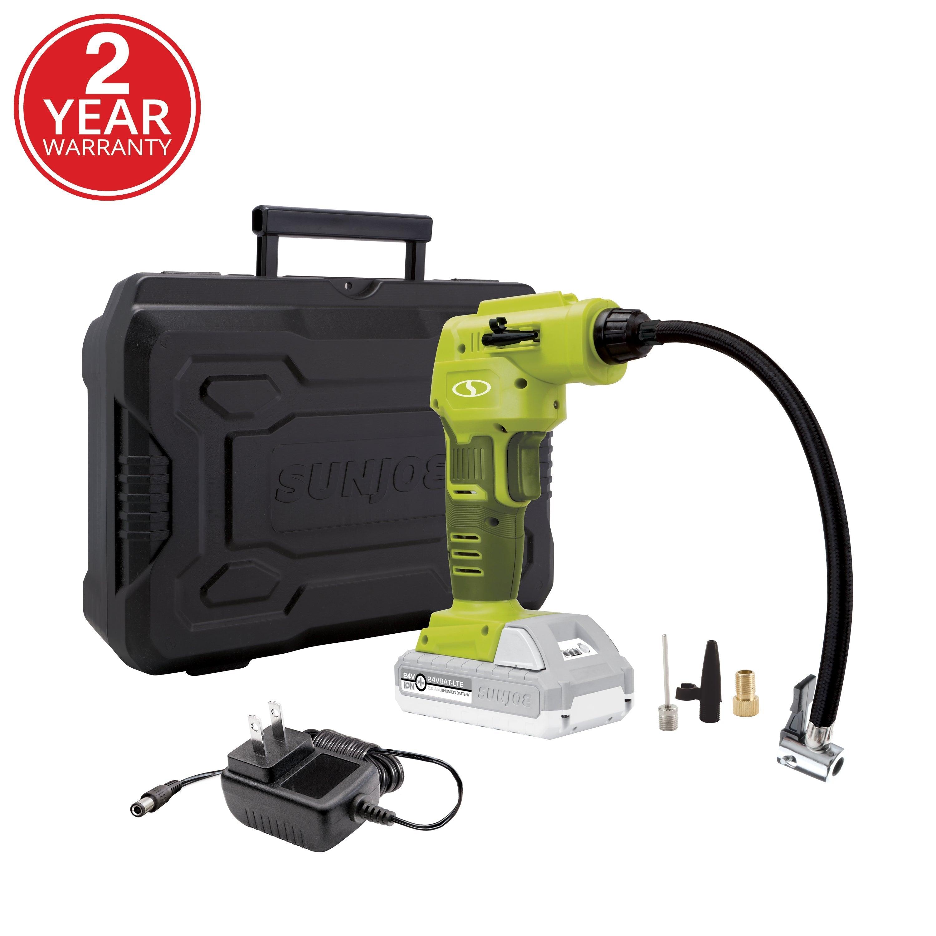 Sun Joe 24V-AJC-LTE Cordless Portable Air Compressor with Nozzle Adapt ...