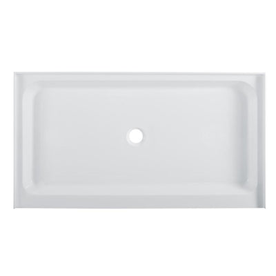 Voltaire 60 in. x 36 in. Acrylic Single-Threshold Center Drain Shower Base in White - Super Arbor