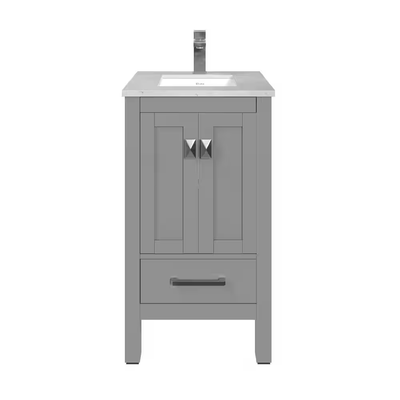 Eviva London 20 in. W x 18 in. D x 34 in. H Bathroom Vanity in Gray with White Carrara Marble Top with White Sink