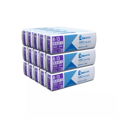 Knauf Insulation Ecobatt R-13 Kraft Faced Fiberglass Insulation Batts 3.5" x 15" x 105" 131.25 SF