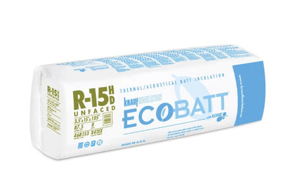 Knauf Insulation Ecobatt R-15 HD Unfaced Fiberglass Insulation Batts 3.5" x 15" x 105" 87.5 SF